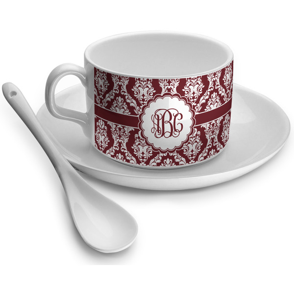Custom Maroon & White Tea Cup (Personalized)