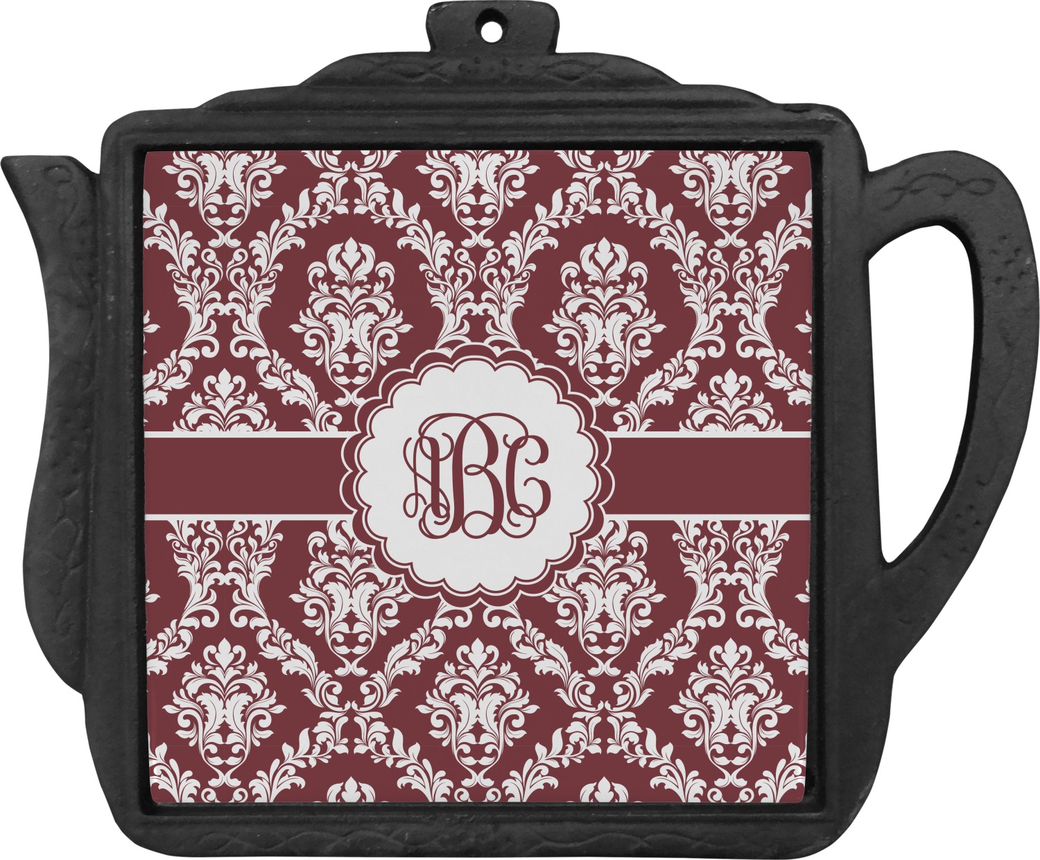 Maroon & White Teapot Trivet (Personalized) YouCustomizeIt