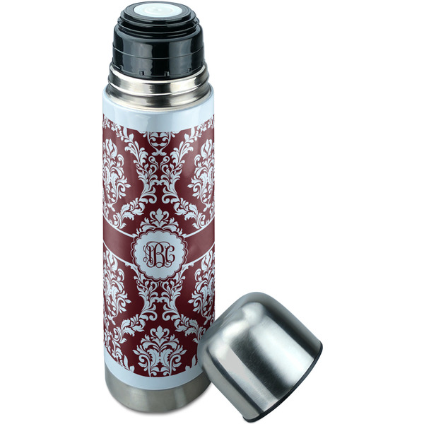Maroon & White Thermos - Lid Off