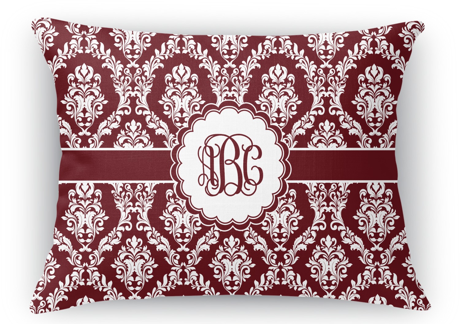 Maroon & White Rectangular Throw Pillow Case 12"x18" (Personalized