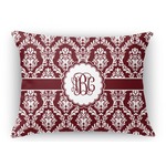 Maroon & White Rectangular Throw Pillow Case - 12"x18" (Personalized)