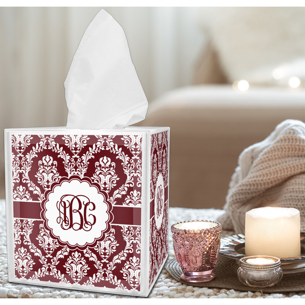 Maroon & White Tissue Box - LIFESTYLE