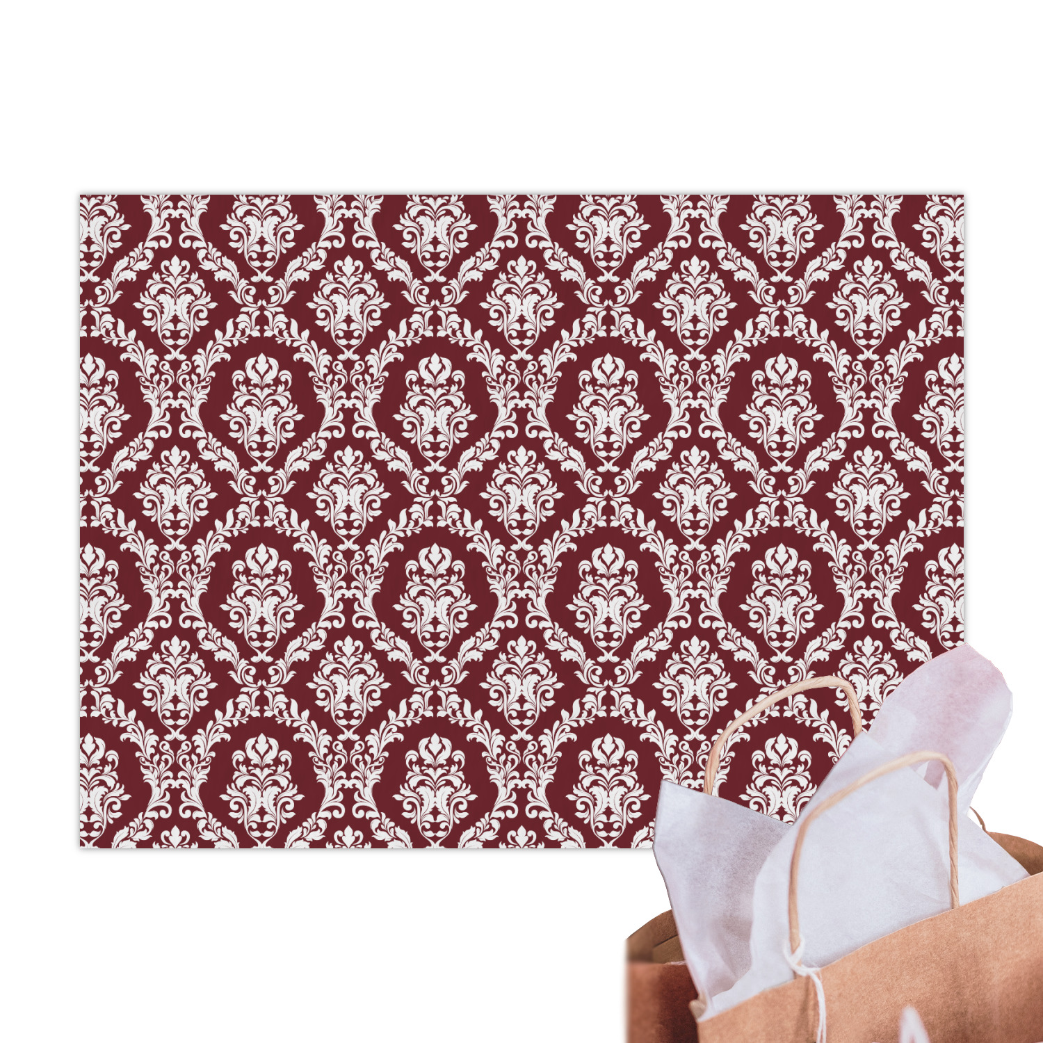 Custom Maroon & White Tissue Paper Sheets
