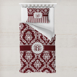 Maroon & White Toddler Bedding Set - With Pillowcase (Personalized)