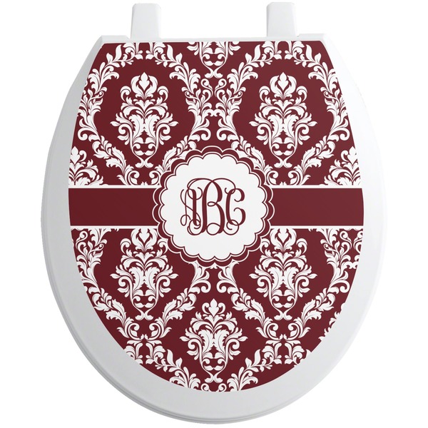 Custom Maroon & White Toilet Seat Decal (Personalized)