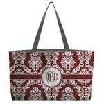 Maroon & White Beach Totes Bag - w/ Black Handles (Personalized)