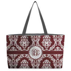 Maroon & White Beach Totes Bag - w/ Black Handles (Personalized)