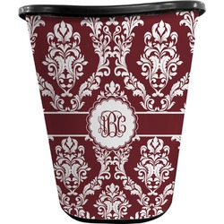 Maroon & White Waste Basket - Single Sided (Black) (Personalized)