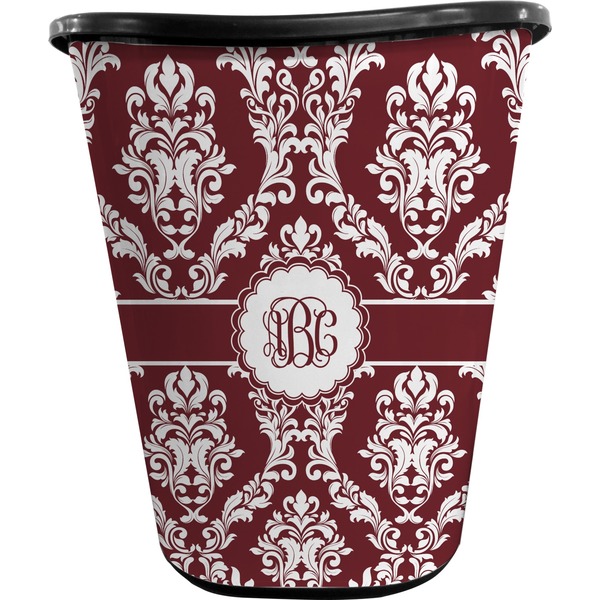 Maroon & White Trash Can Black