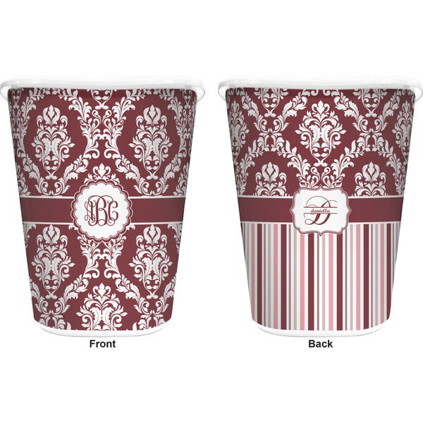 Maroon & White Trash Can White - Front and Back - Apvl