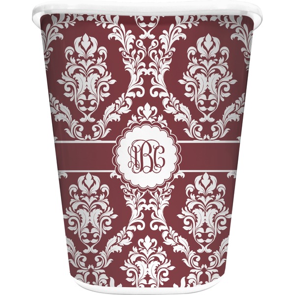 Custom Maroon & White Waste Basket (Personalized)