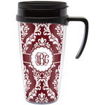Maroon & White Acrylic Travel Mug with Handle (Personalized)