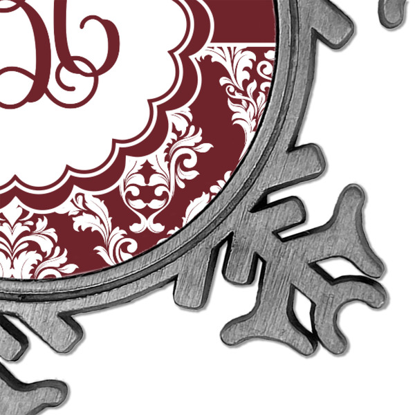 Maroon & White Vintage Snowflake - Detail
