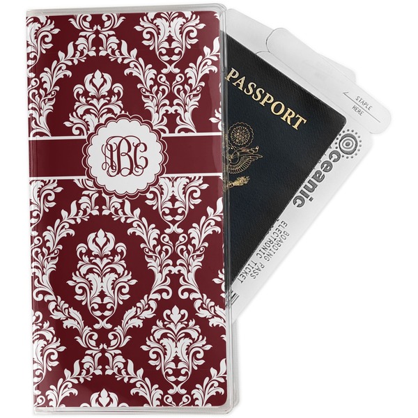 Custom Maroon & White Travel Document Holder
