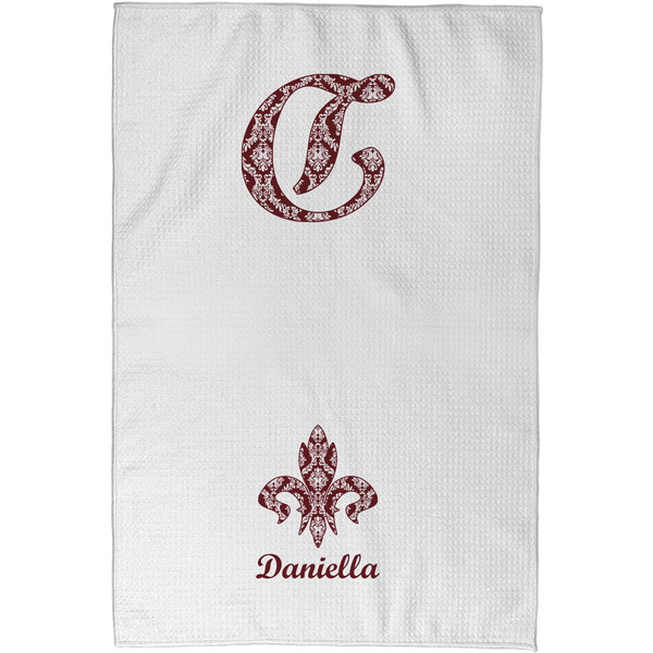 Maroon & White Waffle Towel - Partial Print - Approval Image