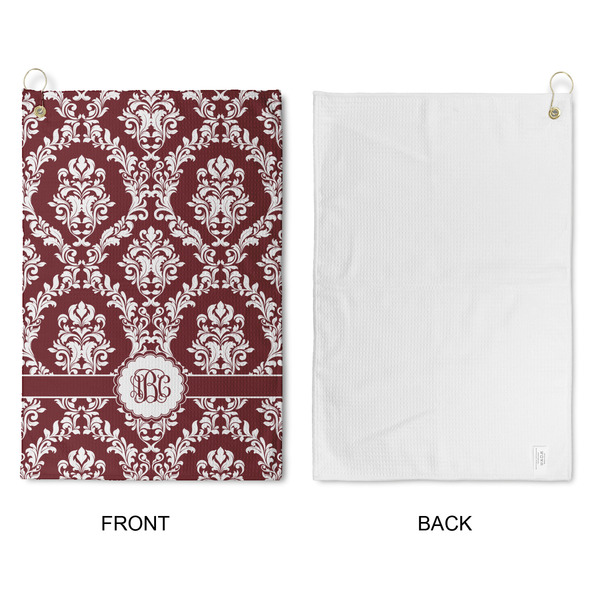 Maroon & White Waffle Weave Golf Towel - Approval