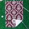 Maroon & White Waffle Weave Golf Towel - In Context