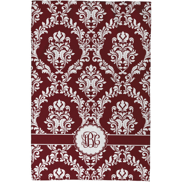 Maroon & White Waffle Weave Towel - Full Color Print - Approval Image