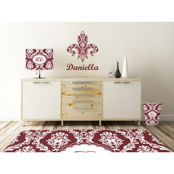 Maroon & White Wall Graphic Decal Wooden Desk
