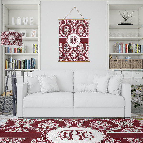 Maroon & White Wall Hanging Tapestry - Portrait - IN CONTEXT