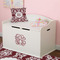 Maroon & White Wall Monogram on Toy Chest