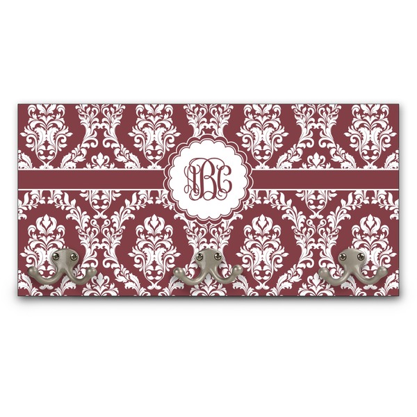Custom Maroon & White Wall Mounted Coat Rack (Personalized)