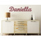 Maroon & White Wall Name Decal On Wooden Desk