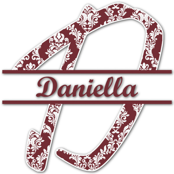 Custom Maroon & White Name & Initial Decal - Up to 9"x9" (Personalized)