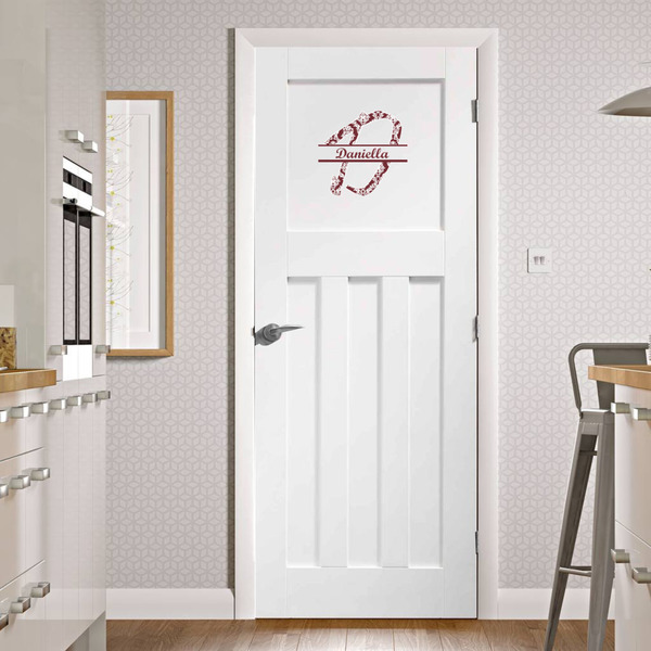 Maroon & White Wall Name & Initial Medium on Door