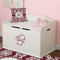 Maroon & White Wall Name & Initial Small on Toy Chest