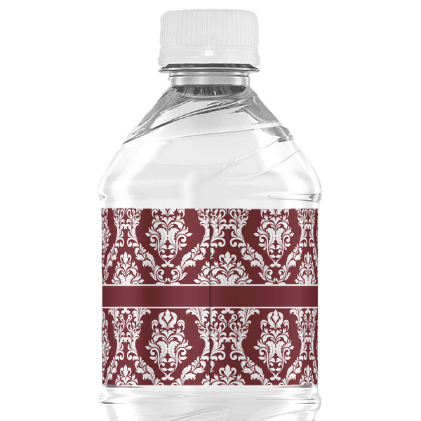 Maroon & White Water Bottle Label - Back View