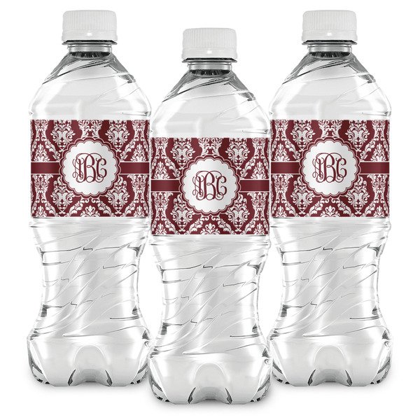 Maroon & White Water Bottle Labels - Front View