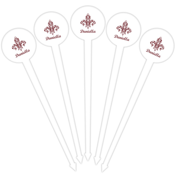 Maroon & White White Plastic 4" Food Pick - Round - Fan View