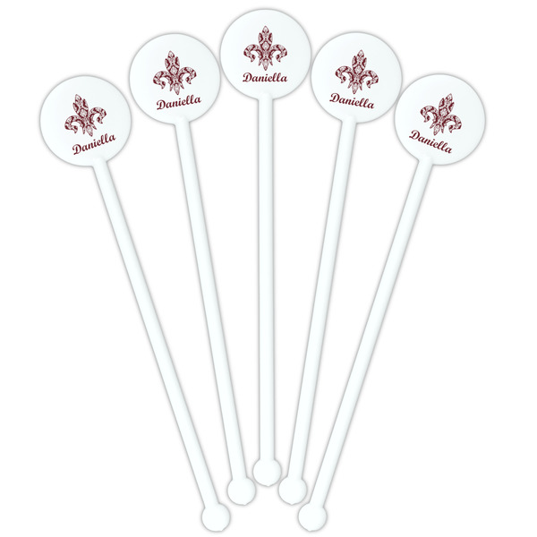 Maroon & White White Plastic 5.5" Stir Stick - Fan View