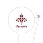 Maroon & White Cocktail Picks - Round Plastic (Personalized)
