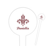Maroon & White Round Plastic Food Picks (Personalized)