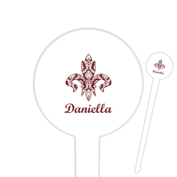 Custom Maroon & White 6" Round Plastic Food Picks - White - Double Sided (Personalized)