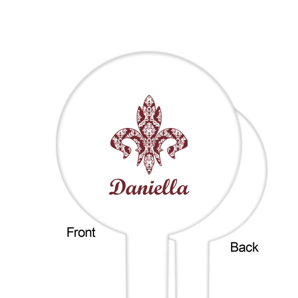 Maroon & White White Plastic 6" Food Pick - Round - Single Sided - Front & Back