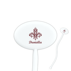 Maroon & White 7" Oval Plastic Stir Sticks - White - Double Sided (Personalized)