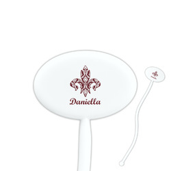 Maroon & White Oval Plastic Stir Sticks (Personalized)