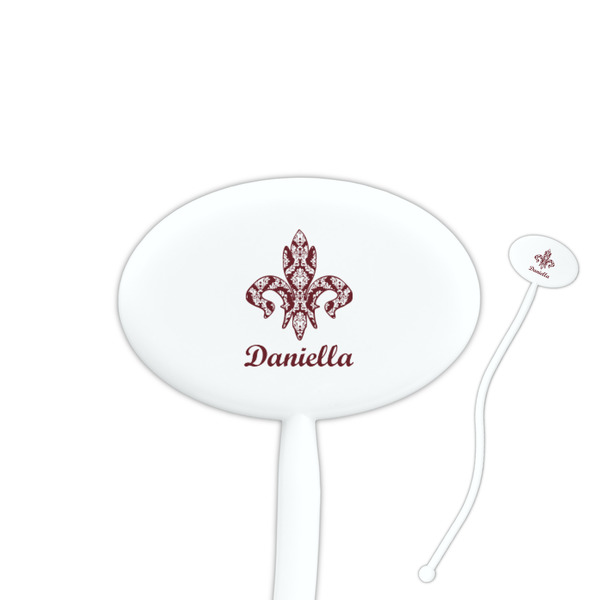 Custom Maroon & White Oval Plastic Stir Sticks (Personalized)