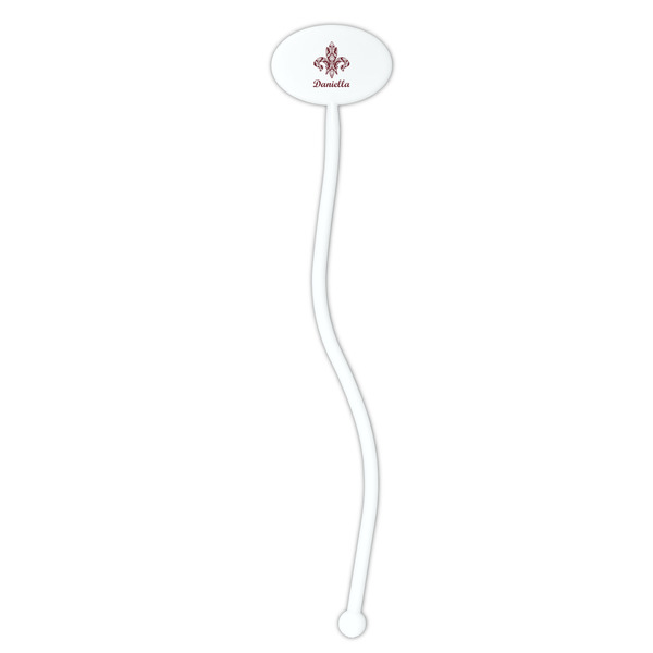 Maroon & White White Plastic 7" Stir Stick - Oval - Single Stick