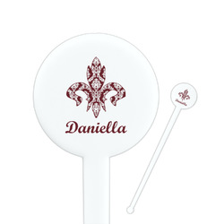 Maroon & White Round Plastic Stir Sticks (Personalized)