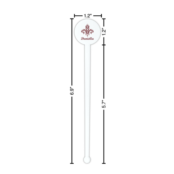 Maroon & White White Plastic 7" Stir Stick - Round - Dimensions