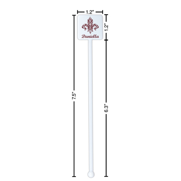Maroon & White White Plastic Stir Stick - Square - Dimensions
