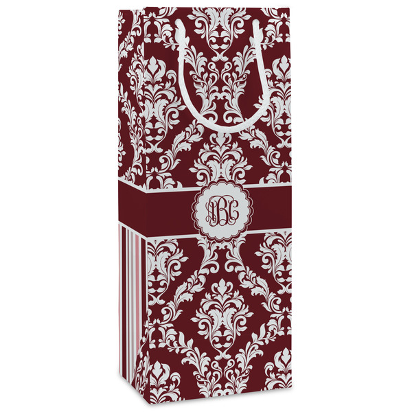 Custom Maroon & White Wine Gift Bags - Gloss (Personalized)