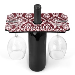 Maroon & White Wine Bottle & Glass Holder (Personalized)