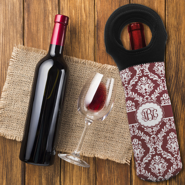 Maroon & White Wine Tote Bag - FLATLAY