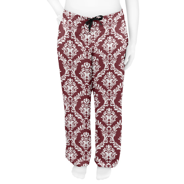 Maroon & White Women's Pj on model - Front
