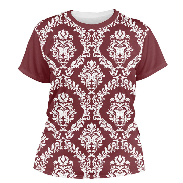 Custom Maroon & White Women's Crew T-Shirt - 2X Large